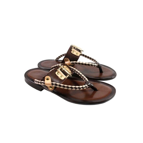 Adan Brown Mens Italian Leather Sandals Shoes main image 7